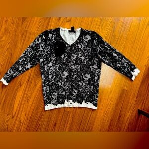 Chic Black and White Lace Cardigan